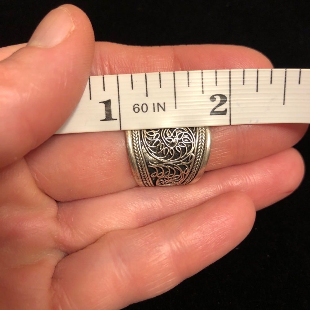 Vintage Intricate Silver Tone Filigree Cuff Ring - Picture 10 of 11